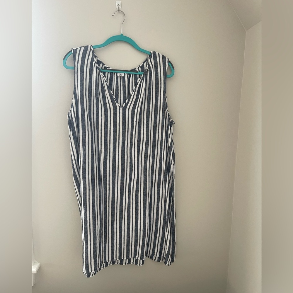 GAP Navy and White Striped V-Neck Top